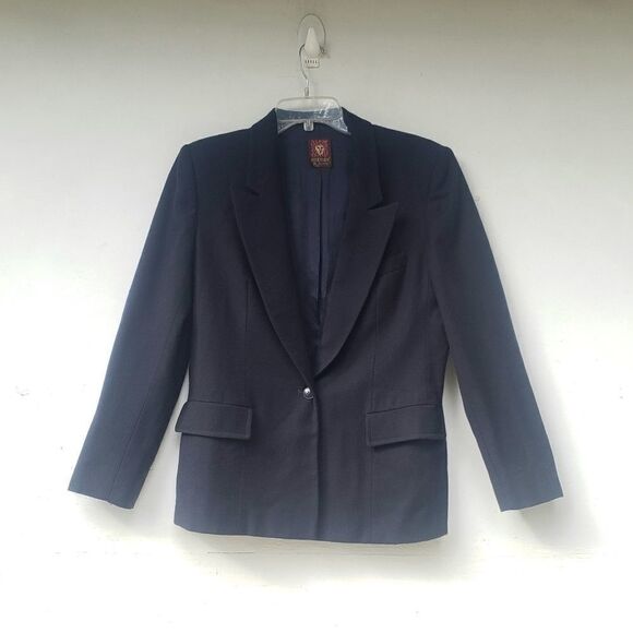 Anne Klein 100% Wool Black Blazer Jacket 12 - Picture 5 of 8